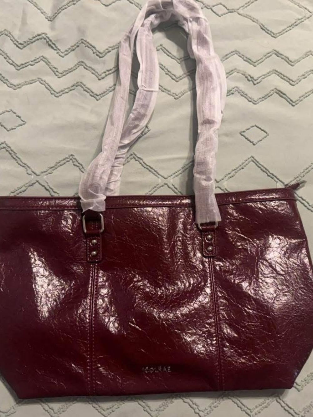 Maroon Patent Leather Tote